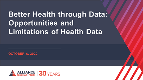 slide deck cover page for Better Health through data presentation